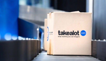 takealot box on a conveyor belt